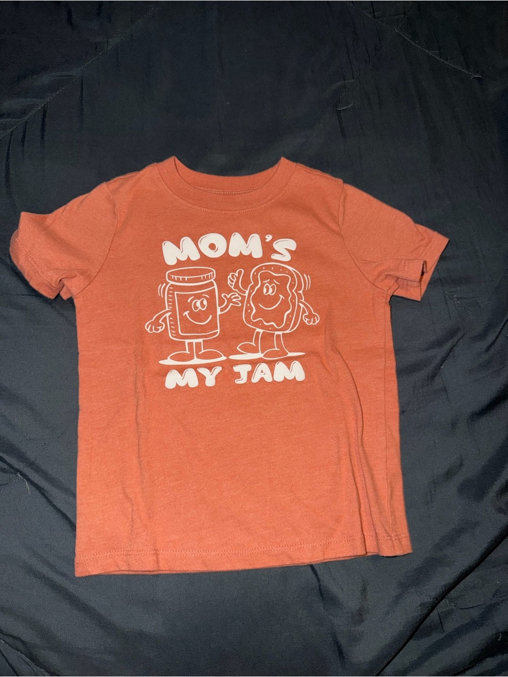 Kids' Rust Orange Graphic Tee - "Mom's My Jam"